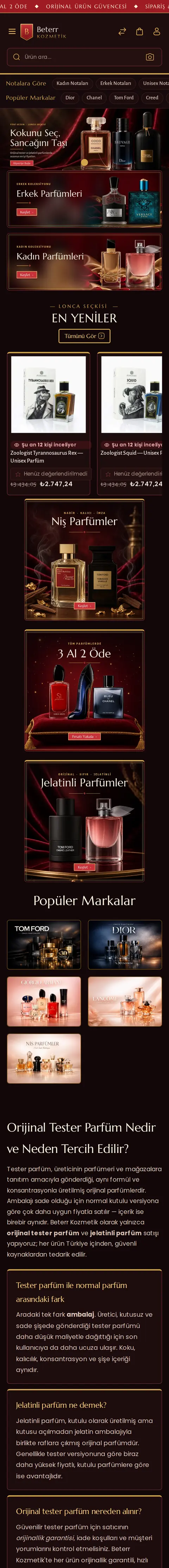 beterrkozmetik.com ana sayfası (mobil)