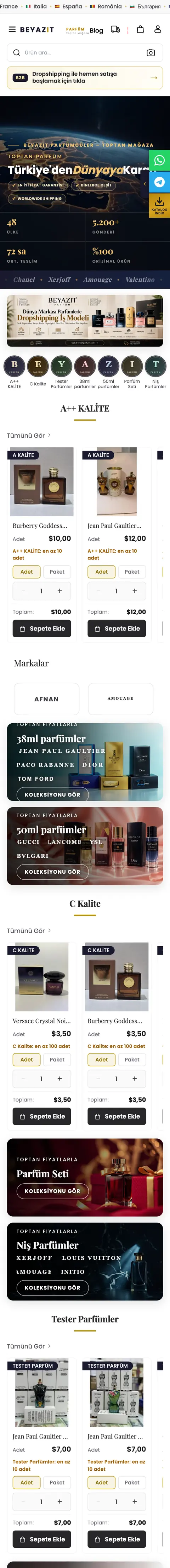 beyazitparfum.com ana sayfası (mobil)