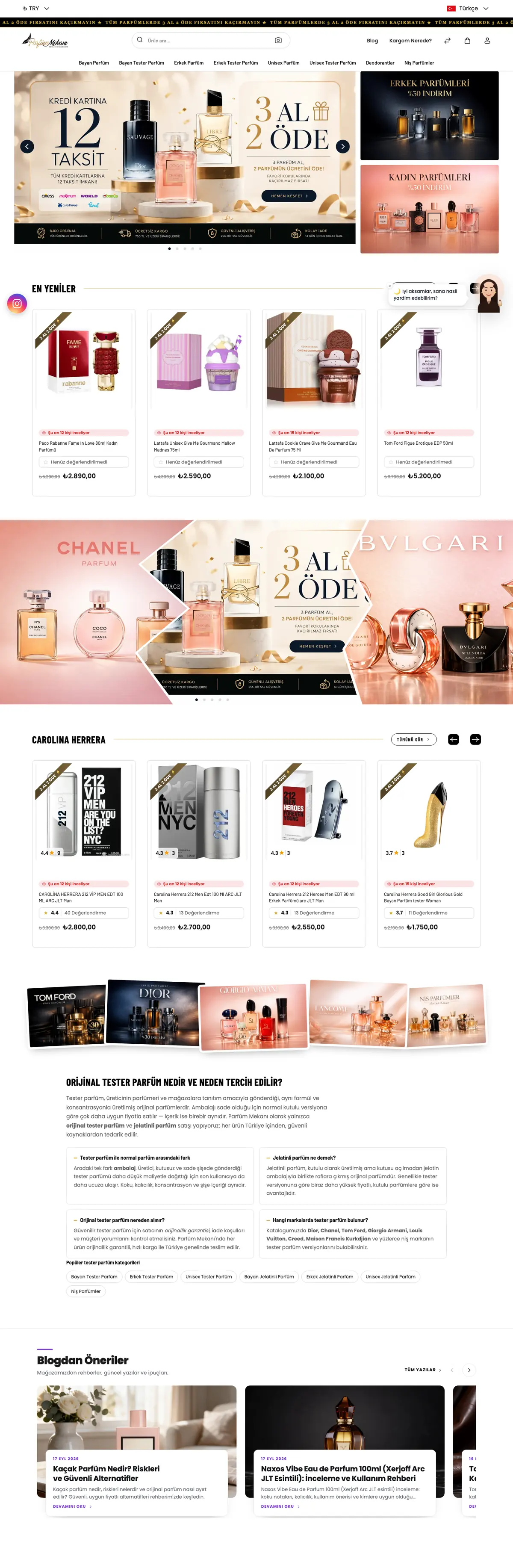parfummekani.com ana sayfası (masaüstü)