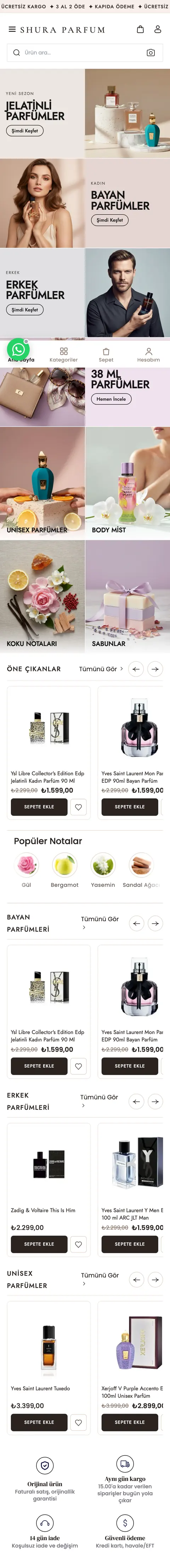 shuraparfum.com ana sayfası (mobil)