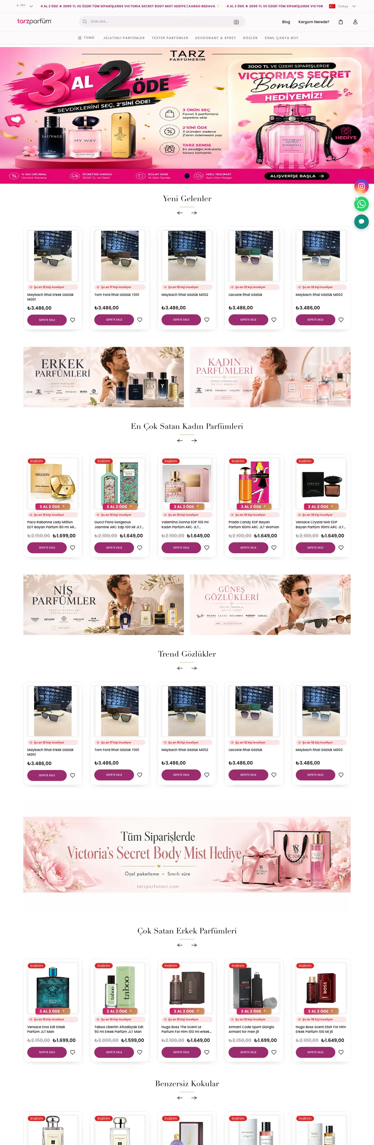 tarzparfumerim.com ana sayfası (masaüstü)